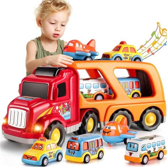 Toddler Carrier Truck Transport Vehicles Toys-5 in 1 Toys for 3 4 5 6 7 Year Old - Picture 1 of 6